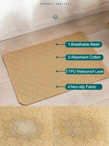 1片卡其色防水寵物尿墊,搭配超級吸水力和tpu防水膜,防滑可重複使用,適用於貓狗訓練 - 卡其色 - 查看 6