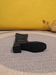 Giày bốt Nữ Thời trang màu trơn Dây kéo sau - màu đen - Xem 7