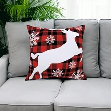 1pc Christmas Red Plaid Design Pillowcase - Red and White - View 3