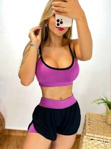 Women Two-piece Outfits - 紫色 - 查看 2