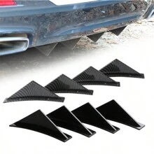 1set Glossy Black Triangle-shaped Car Rear Diffuser With Carbon Fiber Bottom Plate & Lips And Bumper Decoration For Better Aerodynamics - Black - View 2