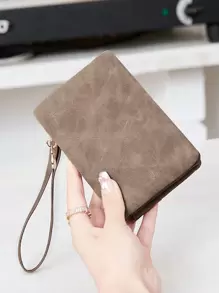 MIYIN Ví nữ da PU kiểu dáng retro, gập đôi, ngắn - Ví đựng thẻ tiện dụng, có ngăn đựng tiền xu khóa kéo, khe đựng thẻ, cửa sổ đựng thẻ ID và dây đeo cổ tay, món quà lý tưởng cho những buổi cà phê hàng ngày, ví cầm tay nữ, ví nhỏ gọn. - Cà phê nâu - Xem 8