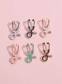 6 cái Bác sĩ Y tá Mini Ống nghe Trâm cài Pins Jackets áo Cổ áo tây Kim băng Cái túi Nút Vòng cổ Huy hiệu Món quà Y khoa Đồ trang sức - Nhiều màu - Xem 4