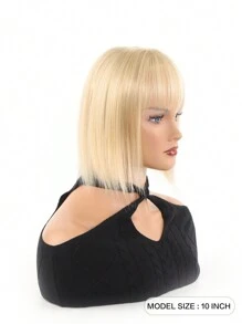 Hair Toppers for Women with Thinning Hair Hair Topper 12inch/14inch Clip in Hair Toppers Hair Topper with Bangs Wiglets Hair Topper for Daily Use golden Synthetic short hair - Gold - View 2