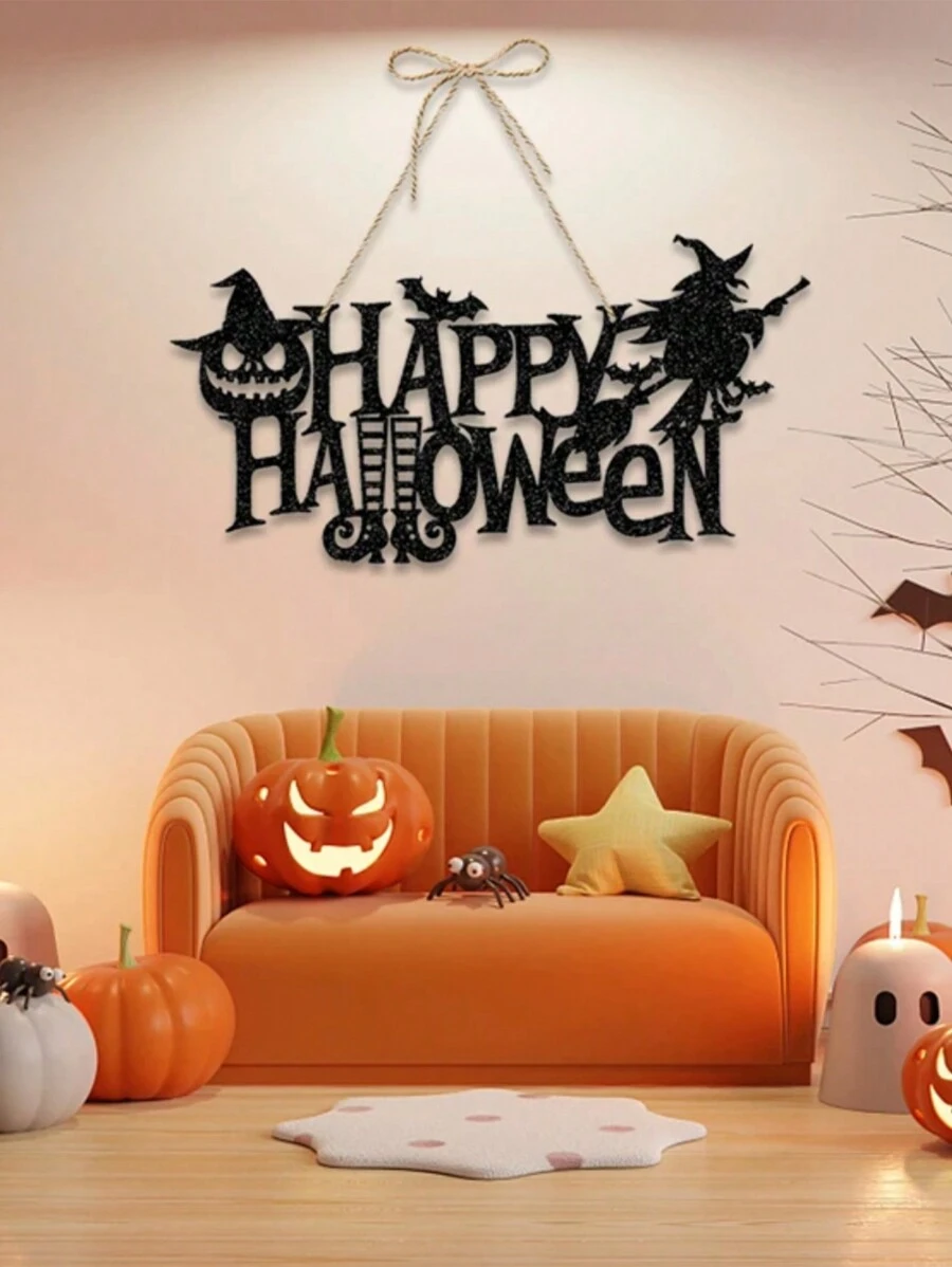 Halloween Party Decor Pumpkin & Bat Door Hanging, Halloween Scene Setting Ornaments