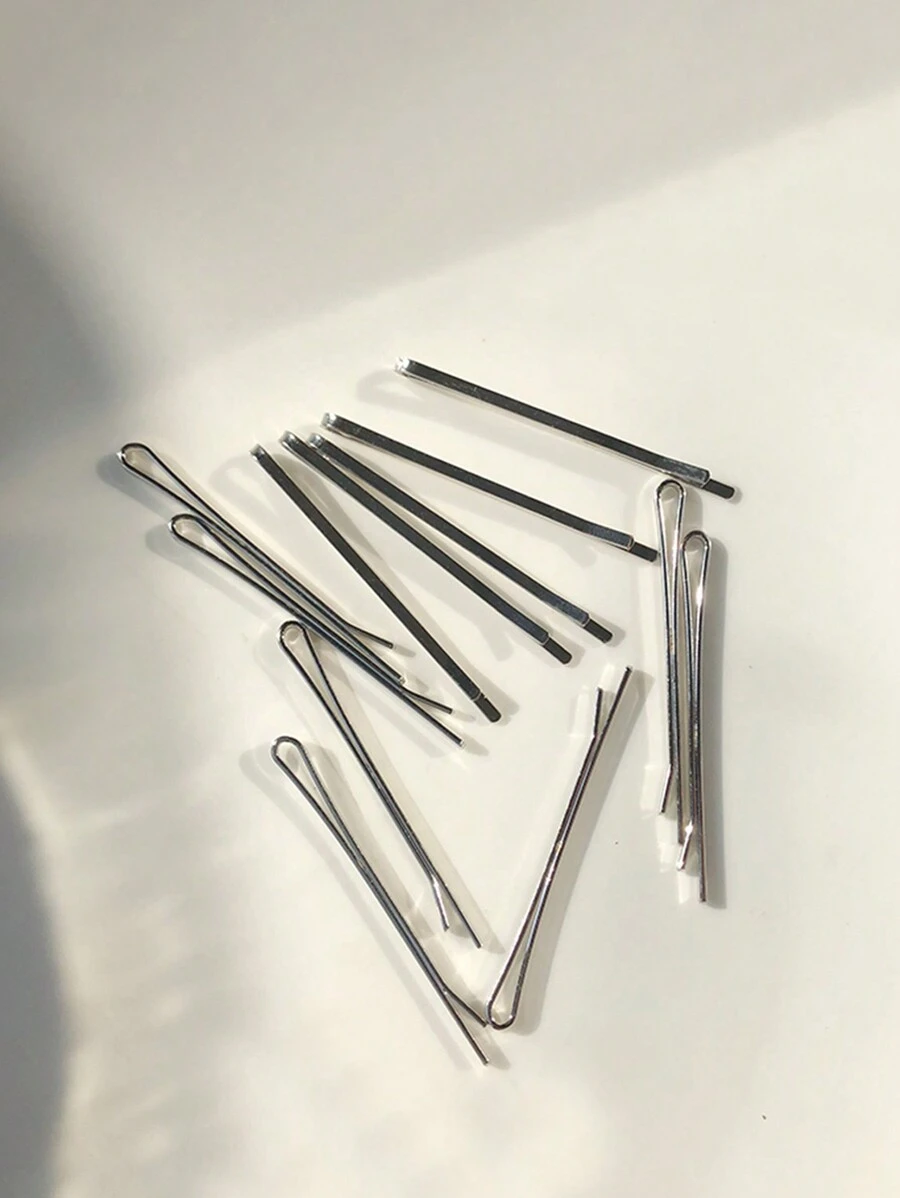 10 cái/bộ Phụ kiện tóc nữ Bạc phong cách cổ điển Kẹp tóc kim loại đơn giản thường ngày - Bạc - Xem 1