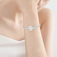 鍍銀吊飾愛情十字水鑽我可以做所有事情珠吊墜球適合手鍊 Diy 女士珠寶 - 銀色 - 查看 3