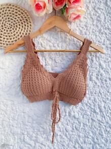 Women Knit Tops - 駝色 - 查看 1