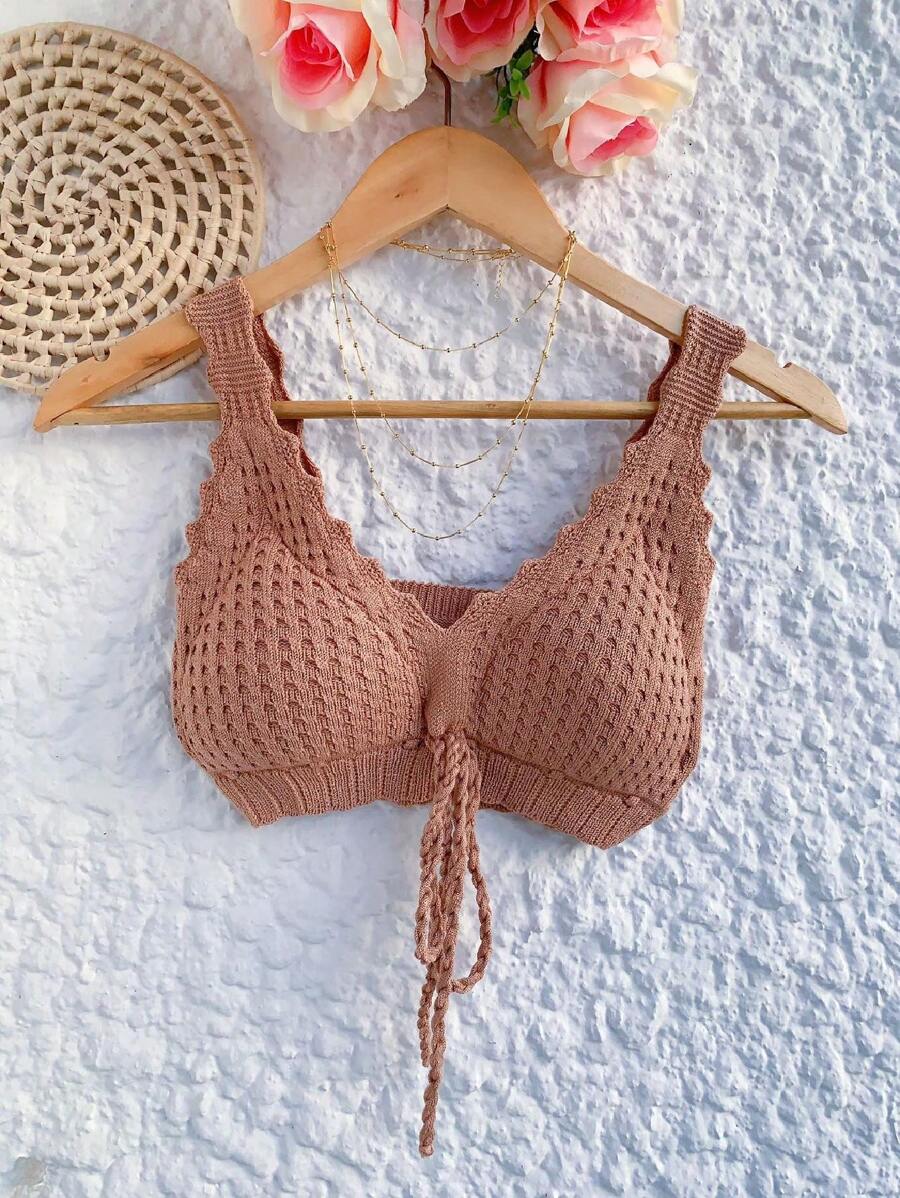 Women Knit Tops - 駝色 - 查看 1