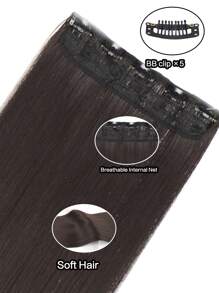 Black Brown 20" 24" 28" 32" 40" Synthetic Hair Extensions Hairpiece 5 Clips Long Straight Heat Resistant Hair Piece Natural  Hairstyle For Women