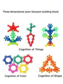420入組3d梅花積木,隨機顏色收納盒 - 彩色 - 查看 2