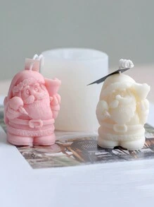 Suministros de decoración navideña DIY - Molde de vela de 3D Papá Noel con sombrero y campana, vela de cera, jabón, molde de vela de aromaterapia