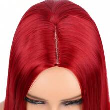 26 英寸女式紅色長直發假髮中間部分合成彩色角色扮演假髮無蕾絲自然外觀紅色服裝全套假髮適合萬聖節、聖誕節、角色扮演、日常、派對等。 - 紅色 - 查看 6