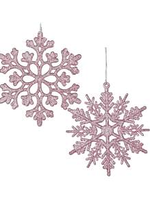 8 Stücke Weihnachten Glitzer Schneeflocken Dekoration, Silber/Gold/Rosa Kunststoff Schneeflocke für Weihnachtsbaumdekoration, 10,2 cm, kleine glänzende Schneeflocken Dekoration, für Winterwunderland Weihnachtsparty Dekoration