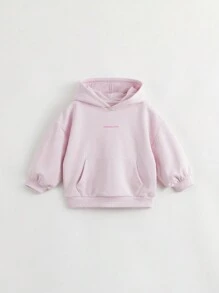 MARC&JANIE Boys' & Girls' Casual Fashion Loose Fit Letter Printed Hooded Sweatshirt For Sports, Autumn - Baby Pink - View 3