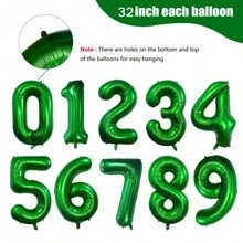 32in Large Green Numeric Aluminum Foil Balloon For Birthday, Festival, Party, Anniversary Decoration Scene Setting, 1pc, Back To School Valentine Day
