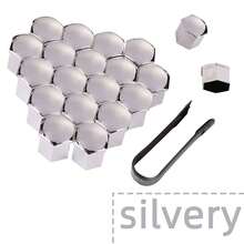 20Pcs Car Wheel Nut Caps Auto Hub Screw Cover 17mm 19mm 21mm Bolt Rims Exterior Decoration Special Socket Protection Dust Proof - Silver - View 2