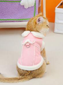 1 件裝精美時尚寵物貓衣服,親膚無害,適合可愛的貓咪,粉色 - 粉色 - 查看 5