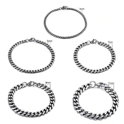 1pc Hip-Hop Fashionable Men's Stainless Steel Bracelet, Minimalist Style, Suitable For Parties
