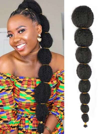 捲曲氣泡馬尾髮片24/18/28英寸,提燈辮馬尾捲曲毛毛蟲馬尾,氣泡辮可愛泡泡頭髮型