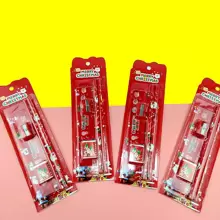 1包(5入)聖誕文具套裝鉛筆套裝,學生5件畫畫用品,聖誕節小禮物