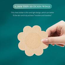 100pcs Disposable Breast Petals: Seamless, Breathable And Self-Adhesive, Providing Maximum Comfort And Invisible Coverage (Comes With One Pair Of Regular Silicone Breast Petals As Gift) - Apricot - View 3