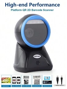 KEFAR KR-A80 High End Performance 2D Desktop Barocde Scanner USB Wired Barcode Reader Auto-Scanning Platform OmniDirectional Bar code Scanner For Retail Store Supermarket Warehouse - Blue - View 3