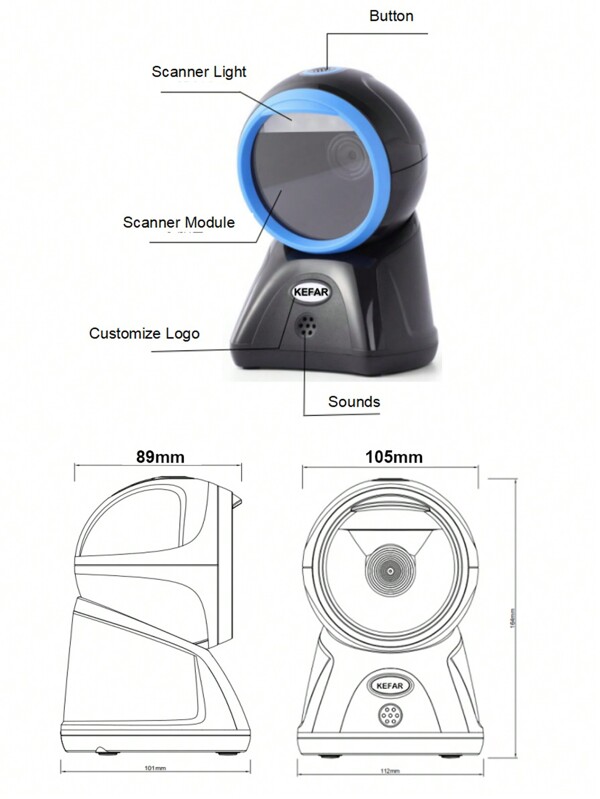 KEFAR KR-A80 الراقية الأداء 2D سطح المكتب الباركود الماسح الضوئي USB ...