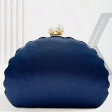 Glitter Vintage Sequins Decor Clutch Wallet, Classic Peacock Feather Pattern Evening Bag, Women's Shiny Satchel Bag For Party, Dinner, Wedding Prom - Blue - View 9