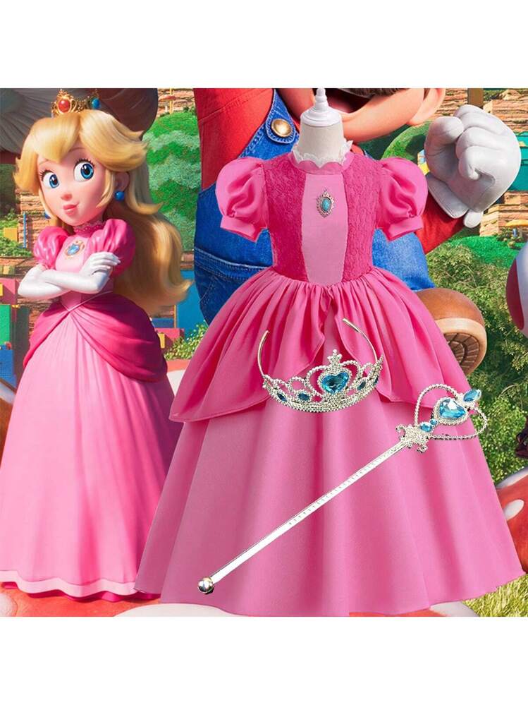 Super Brothers Peach Costume For Girls Princess Dress Halloween Christmas  Party | SHEIN USA