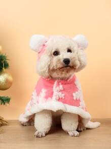 1pc Polyester Hooded Thickened & Washable Pet Sleepwear For Small And Medium-Sized Cats And Dogs, Autumn & Winter (The Product Size Runs Small, It Is Suggested To Take 1-2 Sizes Larger While Purchasing) - Pink - View 5