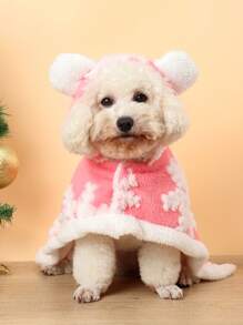 1pc Polyester Hooded Thickened & Washable Pet Sleepwear For Small And Medium-Sized Cats And Dogs, Autumn & Winter (The Product Size Runs Small, It Is Suggested To Take 1-2 Sizes Larger While Purchasing) - Pink - View 6