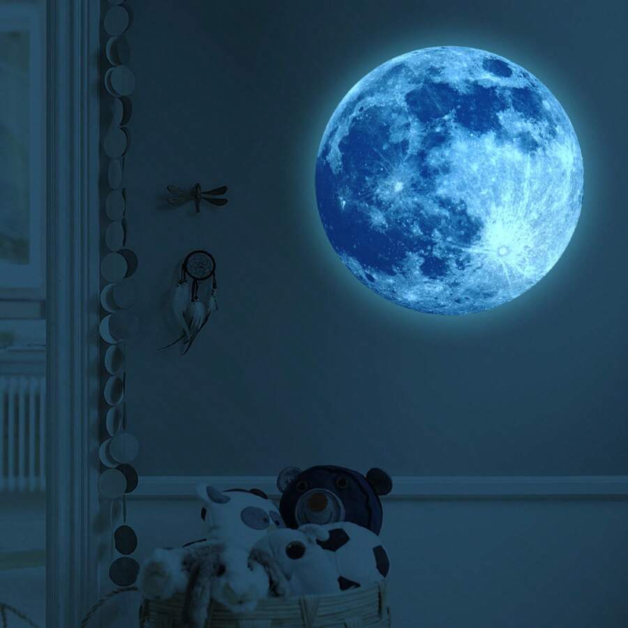Moon Glow In The Dark Wall Stickers Decor For Kids Room - Blue - View 1