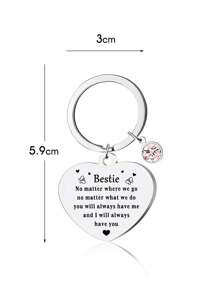 1 件不鏽鋼心型鑰匙圈帶水鑽、最好的朋友、家人、嫂嫂禮物 - 彩色 - 查看 6