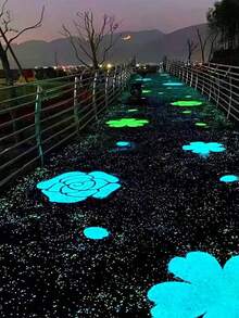 500入組3cm-5cm人造樹脂夜光石,可充電的螢光石礫石,用於魚缸水族館的裝飾性發光石頭,室外裝飾,花園,小徑,車道,水族館的裝飾 - 藍色 - 查看 7