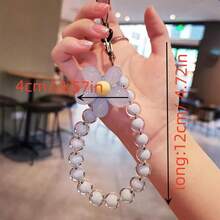 彩色串珠蝴蝶手机链个性化时尚吊坠腕带包挂件 - 藍色 - 查看 3