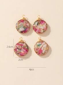 4入組圓形樹脂片diy女性珠寶吊墜,可用於耳環、項鍊或用銅合金線繞繞邊緣裝飾服裝 - 彩色 - 查看 3