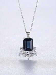 AETOLIA 1組項鍊耳環倫敦藍耳環s925銀七彩寶石耳環吊墜鎖骨鏈歐美時尚優雅派對聚會歐美時尚婚禮情人節首飾 - 寶藍色 - 查看 2