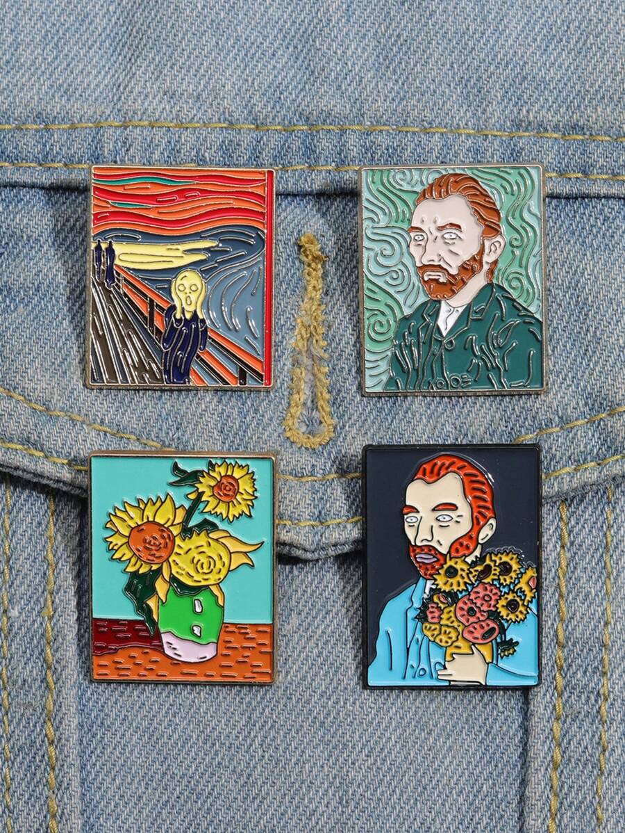 4pcs/set Figure Graphic Brooch - Multicolor - View 1