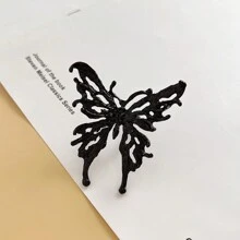 1pc 3d Liquid Alloy Large Butterfly Shaped Open Ring With Vintage & Unique & Exaggerated Style For Halloween - Black - View 3