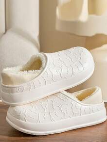 女式保暖防水卡通 Eva 拖鞋冬季室內/室外防滑鞋帶後帶