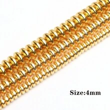 18k 镀金赤铁矿珠不对称圆形心形立方体圆珠隔珠适用于珠宝制作 DIY 手链项链 - 金色 - 查看 10