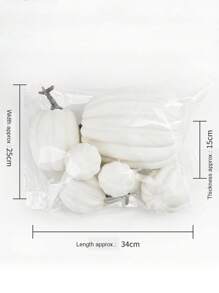 7/8 Pcs Assorted Sizes Artificial Fake Orange Pumpkins Large Faux Harvest Pumpkins For Fall Thanksgiving Halloween Seasonal Holiday Decor - White - View 6