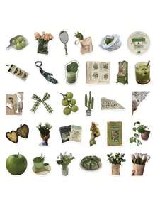 62 Sheets Olive Green Stuff Stickers Back To School