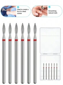 6Pcs/Set Nail Drill Bits Cuticle Nail Drill Bit Tapered Shape Cuticle Drill Bits With Storage Case,3/32 Shank Efile Bits For Nail Prep And Manicure Pedicure Tools(Fine),Nail Supplies,Nail Tools,Nail Art Tools,Back To School,Nails,Nail Tools For Press On Nails