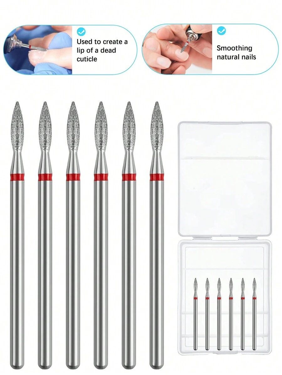 6Pcs/Set Nail Drill Bits Cuticle Nail Drill Bit Tapered Shape Cuticle Drill Bits With Storage Case,3/32 Shank Efile Bits For Nail Prep And Manicure Pedicure Tools(Fine),Nail Supplies,Nail Tools,Nail Art Tools,Back To School,Nails,Nail Tools For Press On Nails