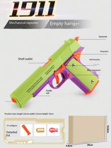 1pc M1911 Colt Toy Gun, Semi-auto+hammer Moving Toy Gun, Blowback System/empty-hanging Feature/auto Reset, Decompression Carrot Toy Gun - Multicolor - View 3