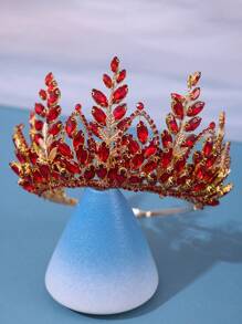 1pc Handmade Crystal Braided Headband, Suitable For Parties And Daily Dressing - Red - View 6