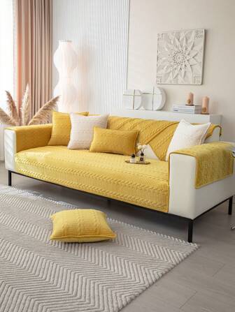 1 Pieza Cubierta De Cojín Grueso Y Suave Para Sofá, Cálido Y Cómodo Con Apariencia Sencilla, Terciopelo Holandés Para Decoración Del Hogar En Otoño E Invierno