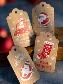 50pcs/pack Christmas Gift Decoration Tag With String - Camel - View 5